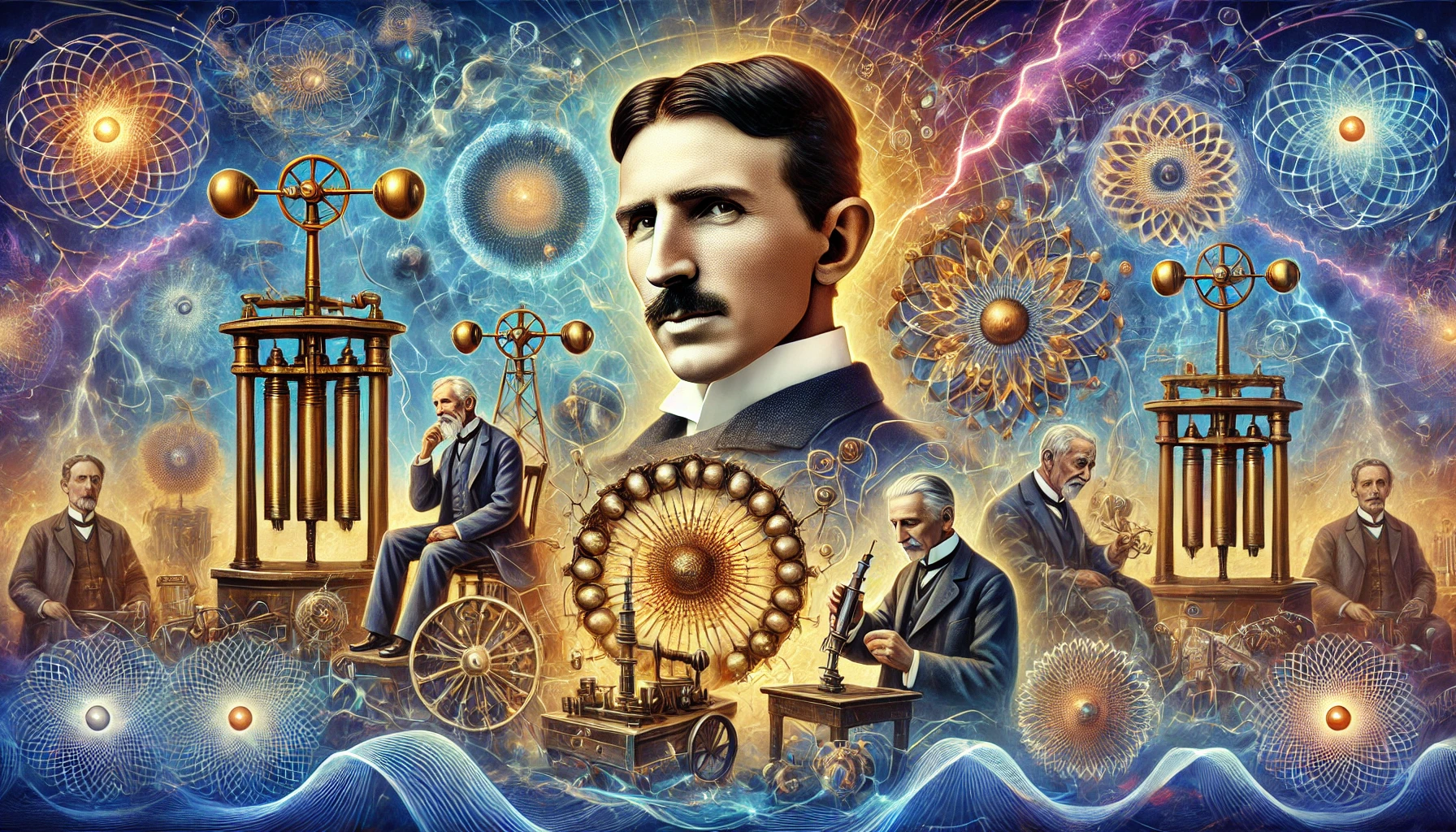 hommage aux pionniers et figures visionnaires tels que Nikola Tesla, Georges Lakhovsky et Raymond Royal Rife, mettant en avant leurs inventions révolutionnaires et leur impact sur la science et