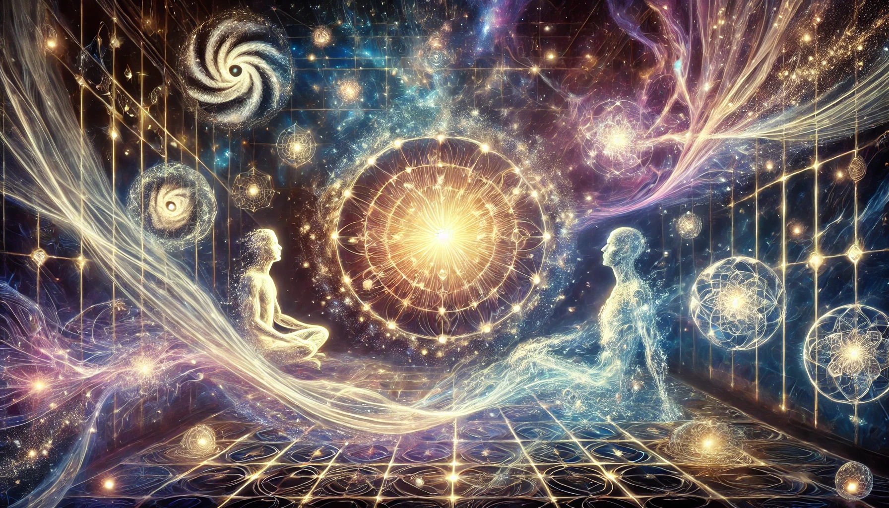 les dimensions spirituelles et l'énergie subtile, explorant leur interaction avec les intentions humaines, les champs de conscience et les dimensions invisibles dans une perspective harmonieuse et transcendante.