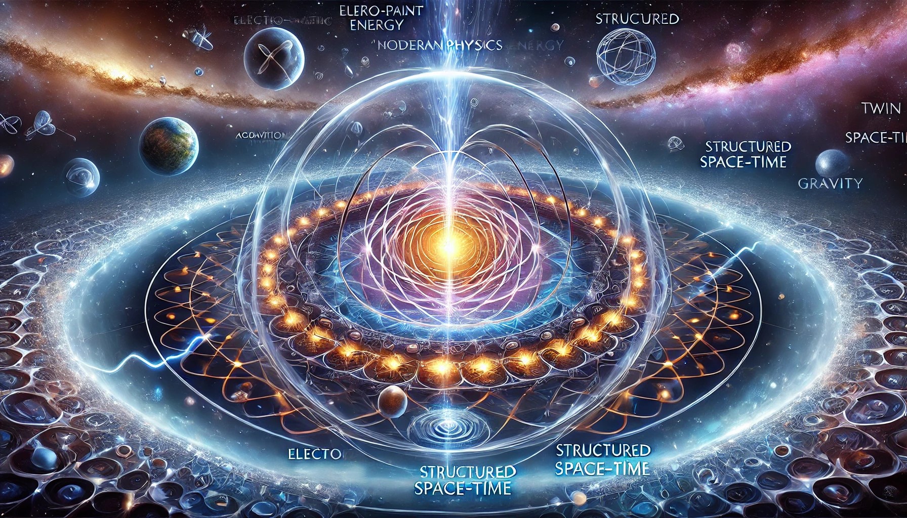 illustration grand format représentant l'unification des forces selon l'APM et la théorie du Twin Bipolaron. L'image met en lumière la force G universelle, la singularité toroidale (ringularité), et l'interaction entre l'énergie du point zéro (ZPE) et la structure de l'espace-temps.